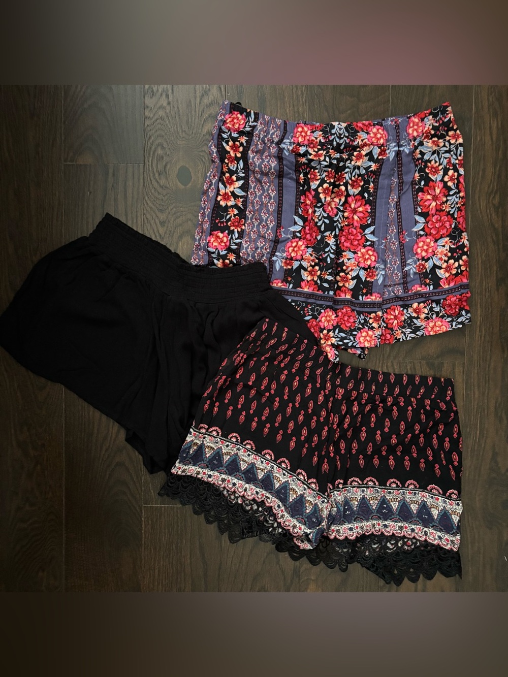 Set of 3 boho flowy beach shorts M festival